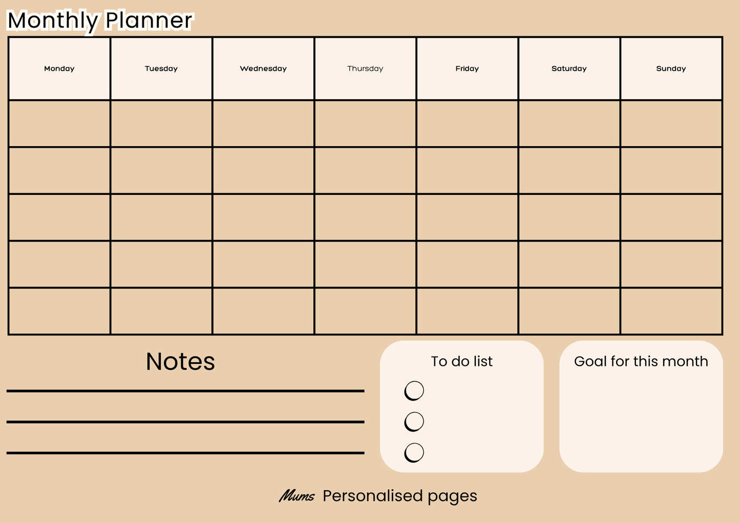 Monthly planner (Digital)
