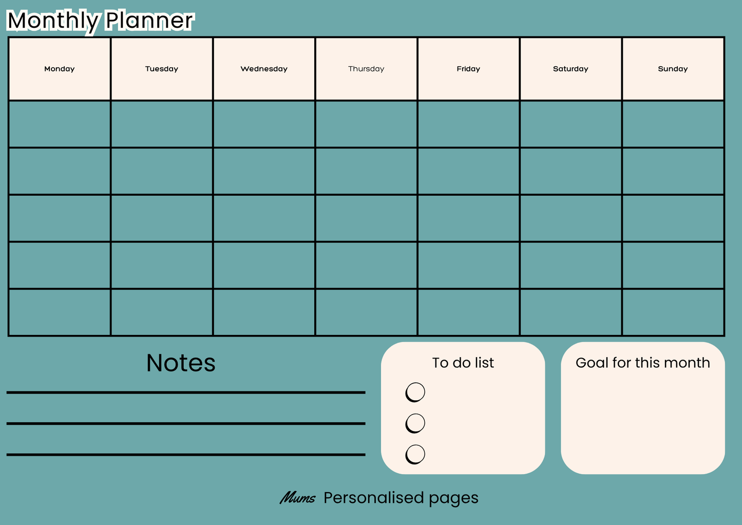 Monthly planner (Digital)