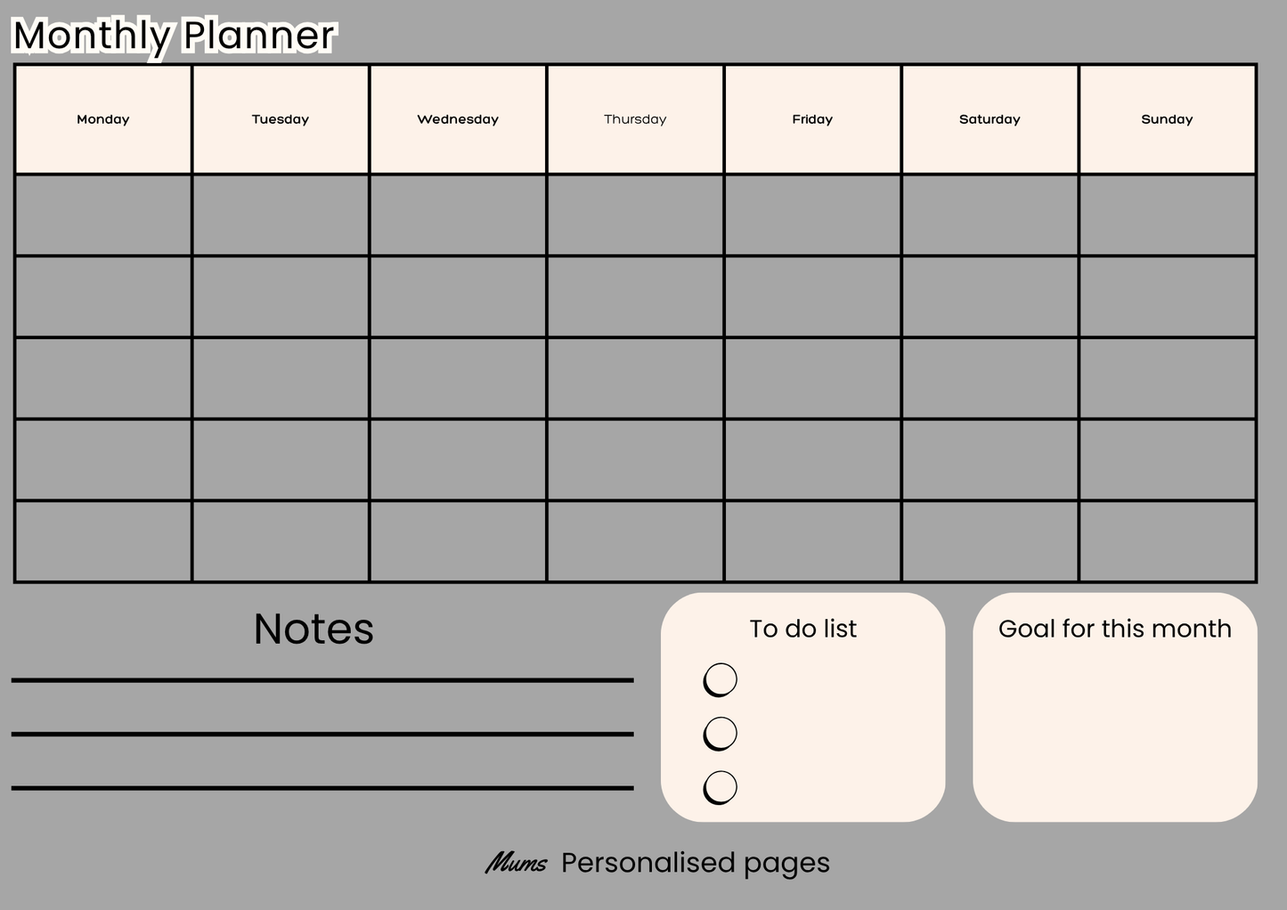 Monthly planner (Digital)