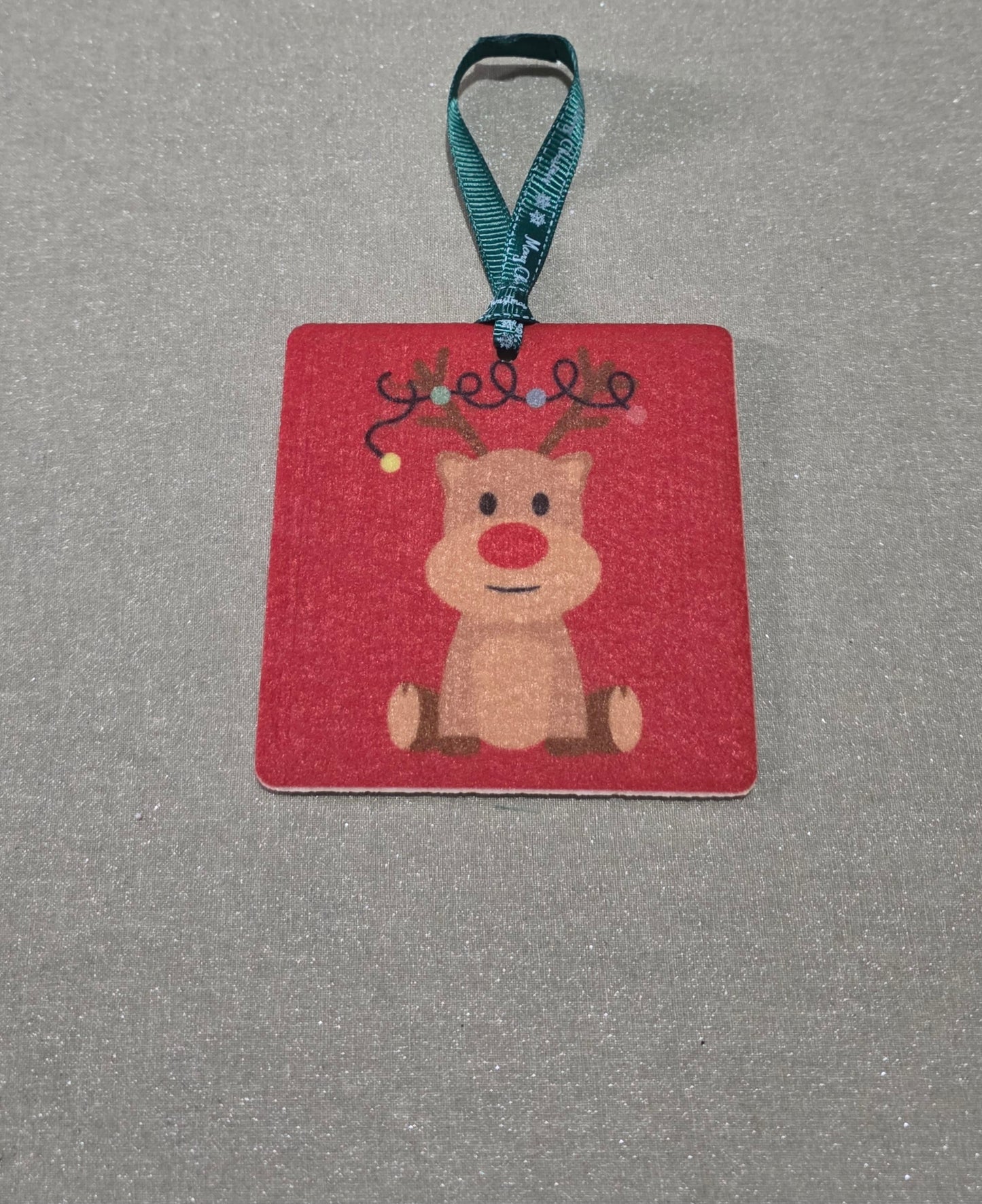Square reindeer bauble